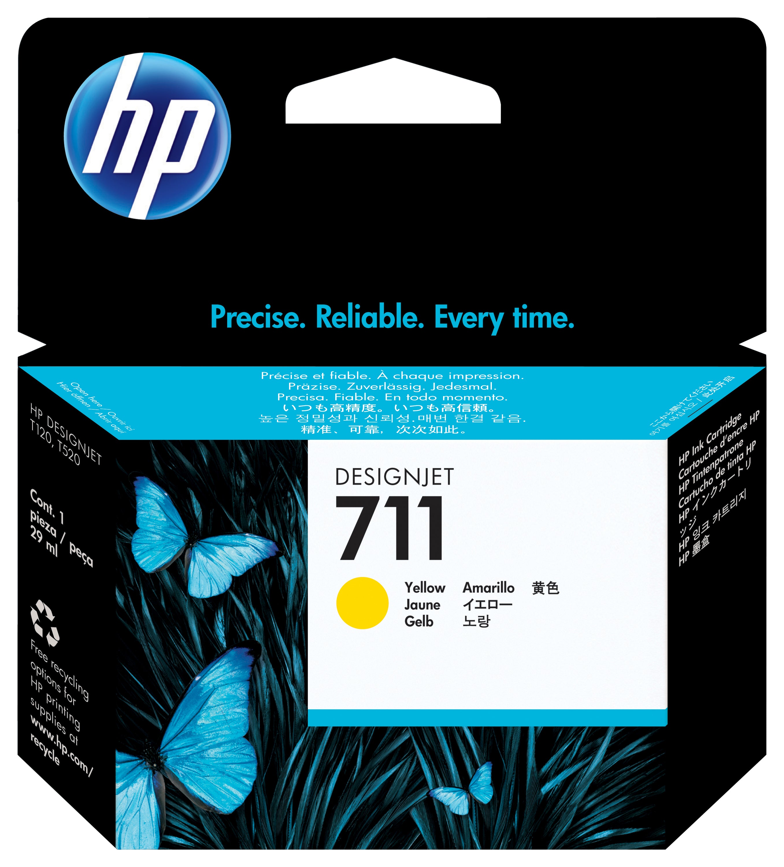 TINTA ORIGINAL HP 711 AMARILLO