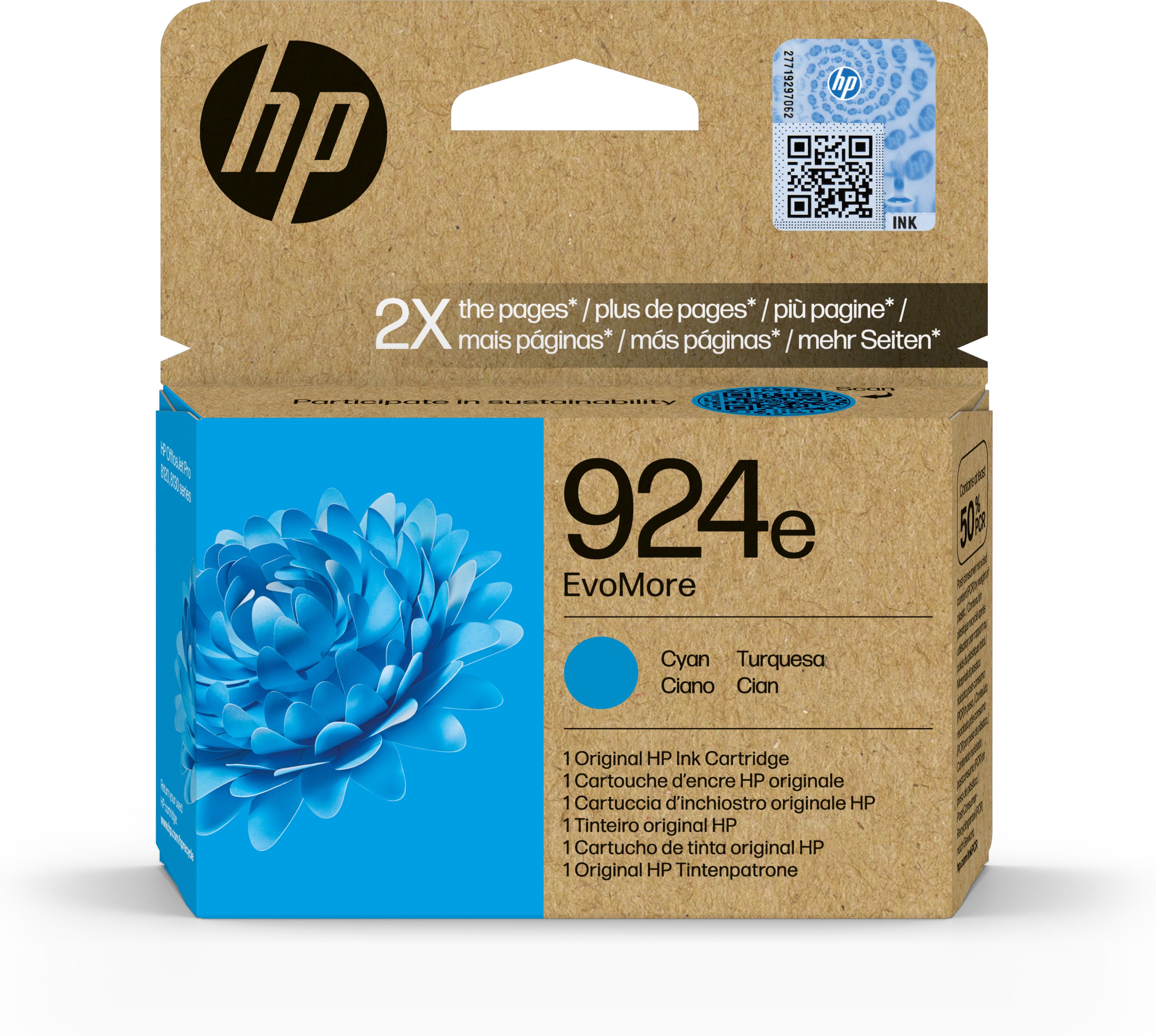 TINTA ORIGINAL HP 924e CIAN