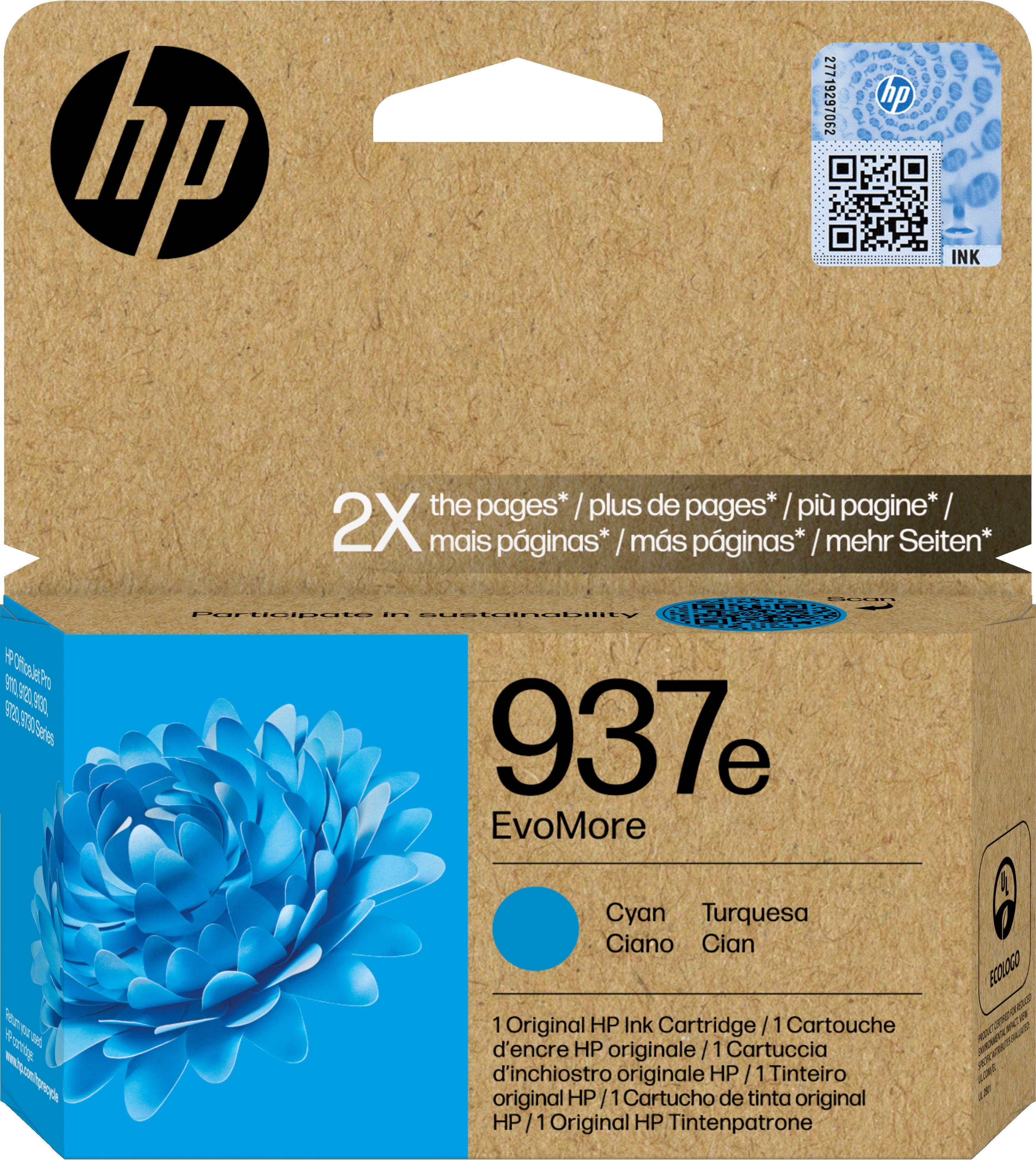 TINTA ORIGINAL HP 937e CIAN (~1.650 copias)